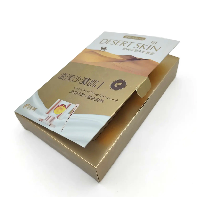 Custom Luxury Gold Stamping Skincare Serum Packaging Paper Box Cosmetic Product Package With Logo For Skin Care Set